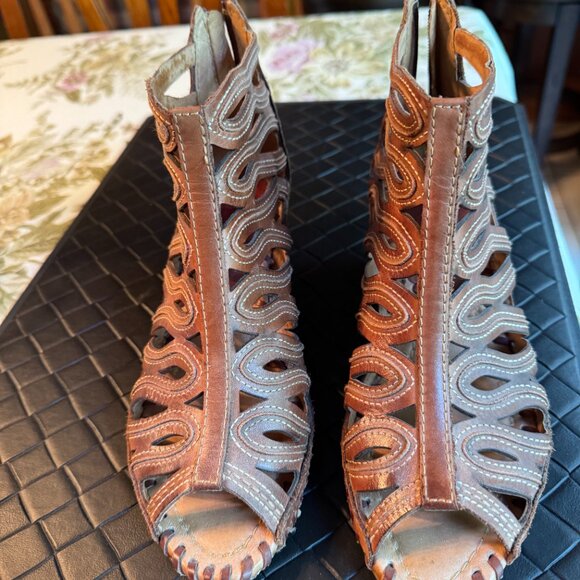 Pikolinos Gladiator Wedge Sandals Brown Spanish Leather Boho 36 - Picture 6 of 8
